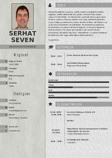 Bilgisayar Mühendisi CV Örnekleri cv indir